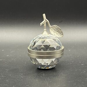 VTG  Swarovski Crystal Apple Photo Frame with Silver Tone Stem Branch Leaf